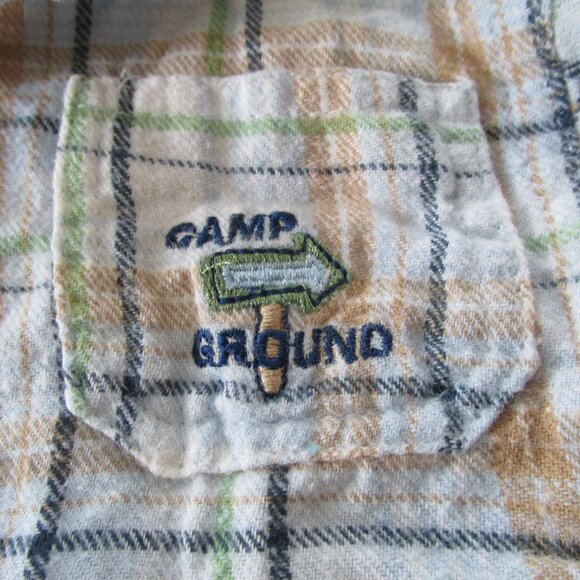 2 Pc Button Up Shirt Pants Outfit Boys Size‎ 3-6M Tan Plaid Long Sleeve Khaki - Picture 3 of 10